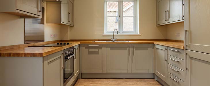 modern kitchen with laminate worktops
