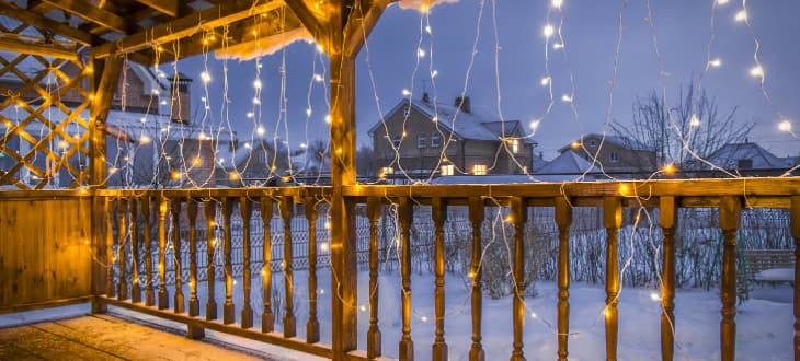 fairy lights on decking