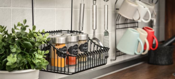 organised kitchen worktop with organised glassjars