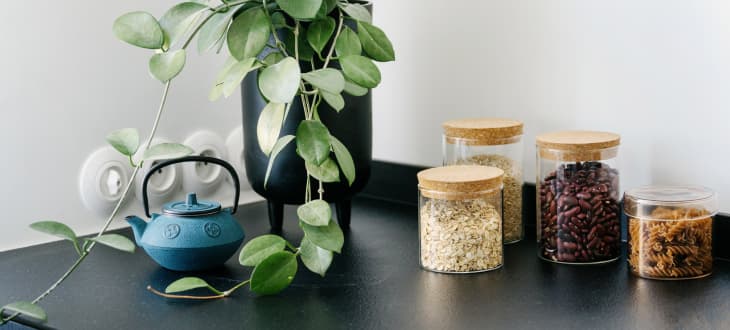 stylish glass jars organising kitchen contents