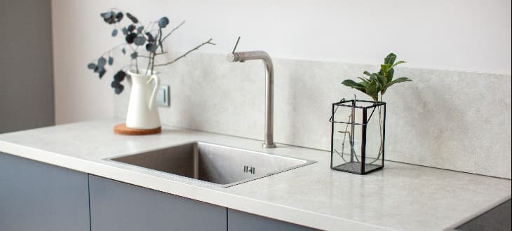 minimalist, marble kitchen worktop