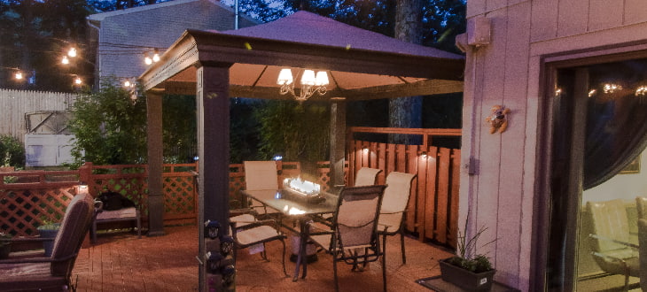 decking with fairy lights