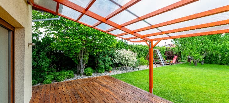 pergola on wooden decking