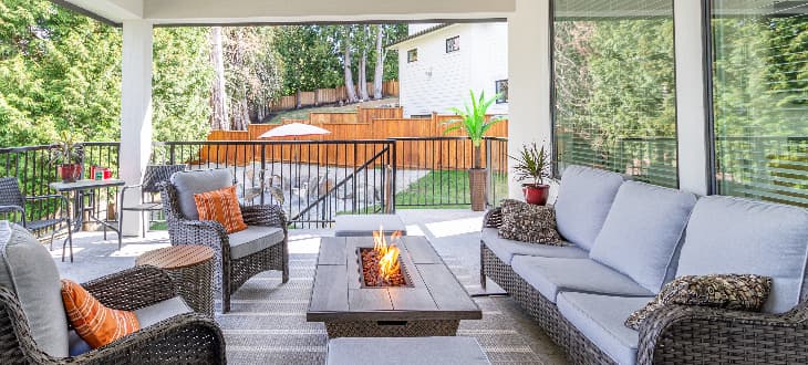 fire pit on decking