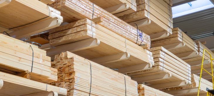 timber in warehouse