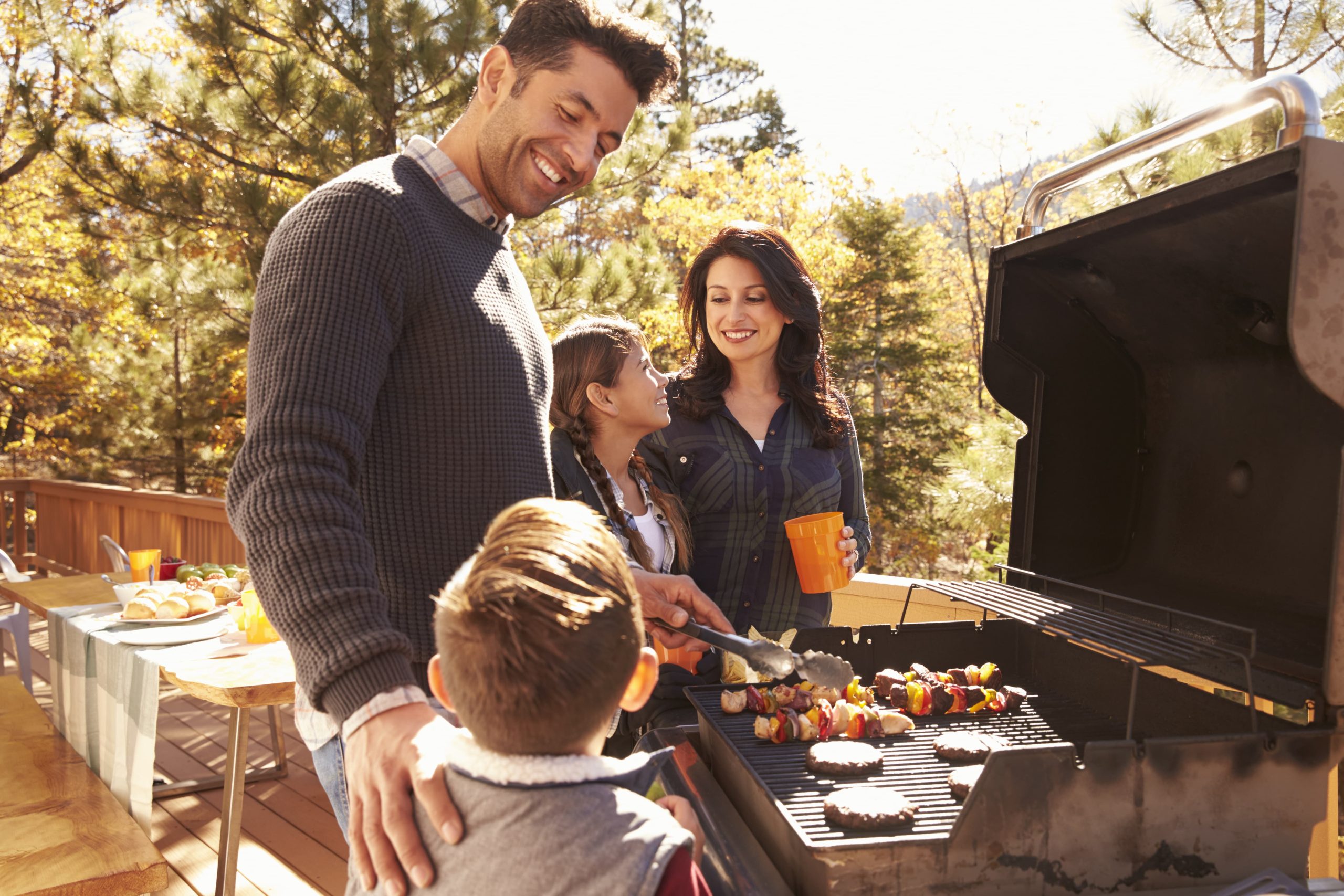 Family barbecuing