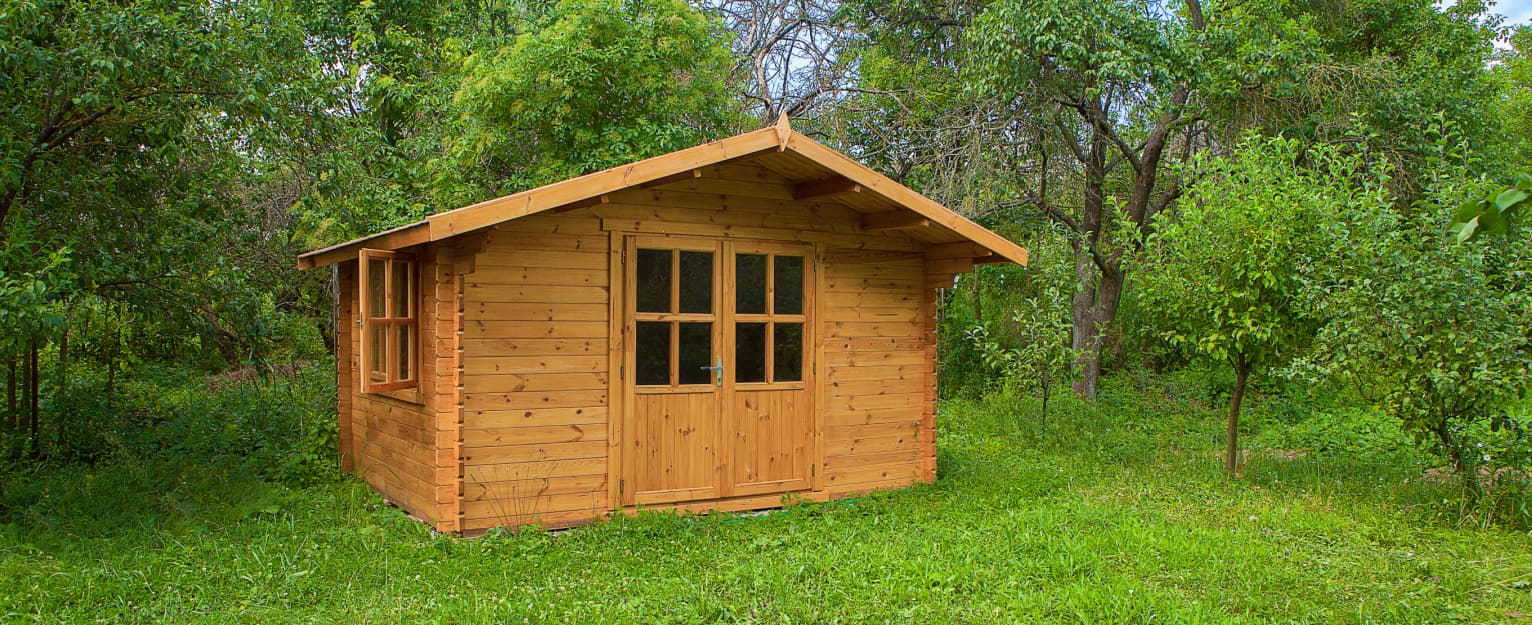 Timber shed in garden