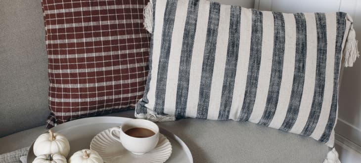 checkered and striped cushions