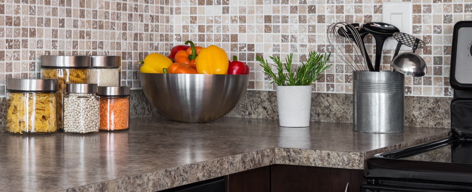 organised stylish kitchen worktop