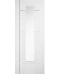 LPD Laminate Linear 7 Panel Glazed White Door