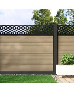 Warm Sand - Composite Fence Panel Kit With Aluminium Posts and Diamond Decorative Screen