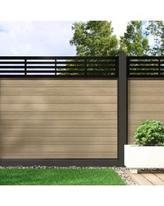 Warm Sand - Composite Fence Panel Kit With Aluminium Posts And Linear Decorative Screen