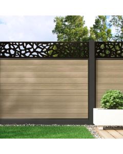 Warm Sand - Composite Fence Panel Kit With Aluminium Posts And Pebble Decorative Screen