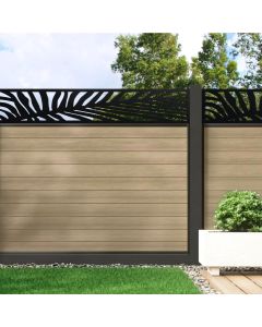 Warm Sand - Composite Fence Panel Kit With Aluminium Posts And Palm Decorative Screen