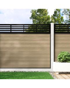 Warm Sand - Composite Fence Panel Kit With Linear Decorative Screen (For Concrete Posts)