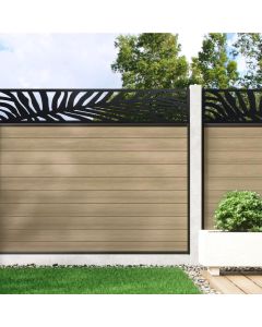 Warm Sand - Composite Fence Panel Kit With Palm Decorative Screen (For Concrete Posts)