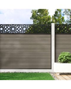 Welsh Grey - Composite Fence Panel Kit with Moroccan Decorative Screen (For Concrete Posts)