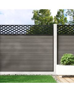 Welsh Grey - Composite Fence Panel Kit with Diamond Decorative Screen (For Concrete Posts)