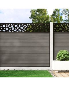 Welsh Grey - Composite Fence Panel Kit with Pebble Decorative Screen (For Concrete Posts)