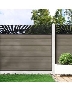 Welsh Grey - Composite Fence Panel Kit with Palm Decorative Screen (For Concrete Posts)